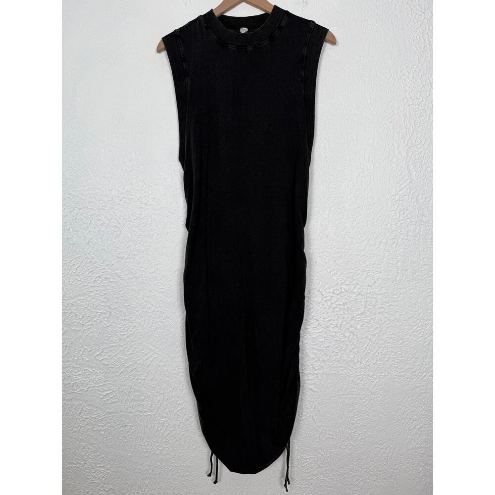 Daily Practice Anthropologie Ruched Sleeveless Dress Black Size 1X - Picture 2 of 5